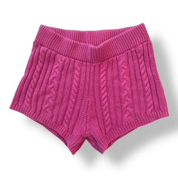 Pink Cable Knit Micro Shorts - Picture 1 of 9